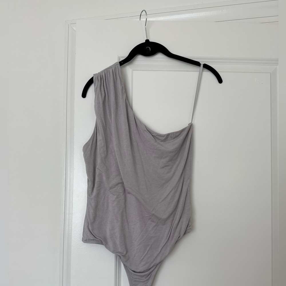 Gray One-Shoulder Bodysuit